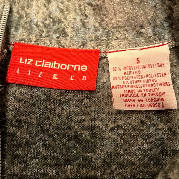 🩶 Grey Textured Half-Zip Sweater - Liz Claiborne Liz & Co - Size S🩶 - Picture 2 of 9